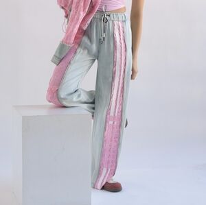 Galita Fashion Pink Lace Wide-Leg Denim Pants Y2K | Size M NWT